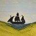 Lighthouse and Sail Ship Ocean Scene Original Folk Art Painted Wood Plaque