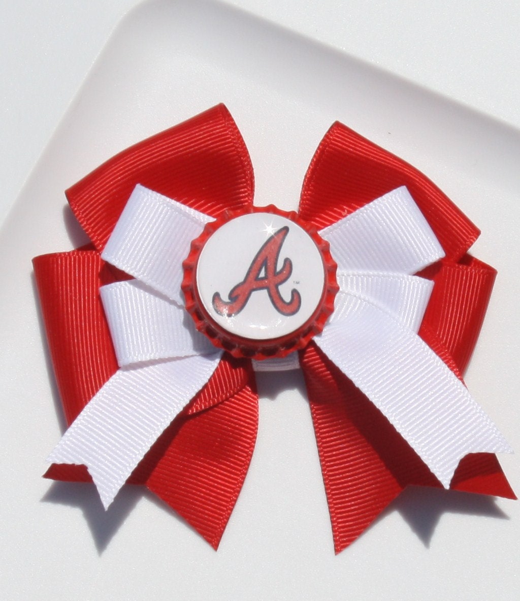 Atlanta Braves Inspired Red and White Hair Bow