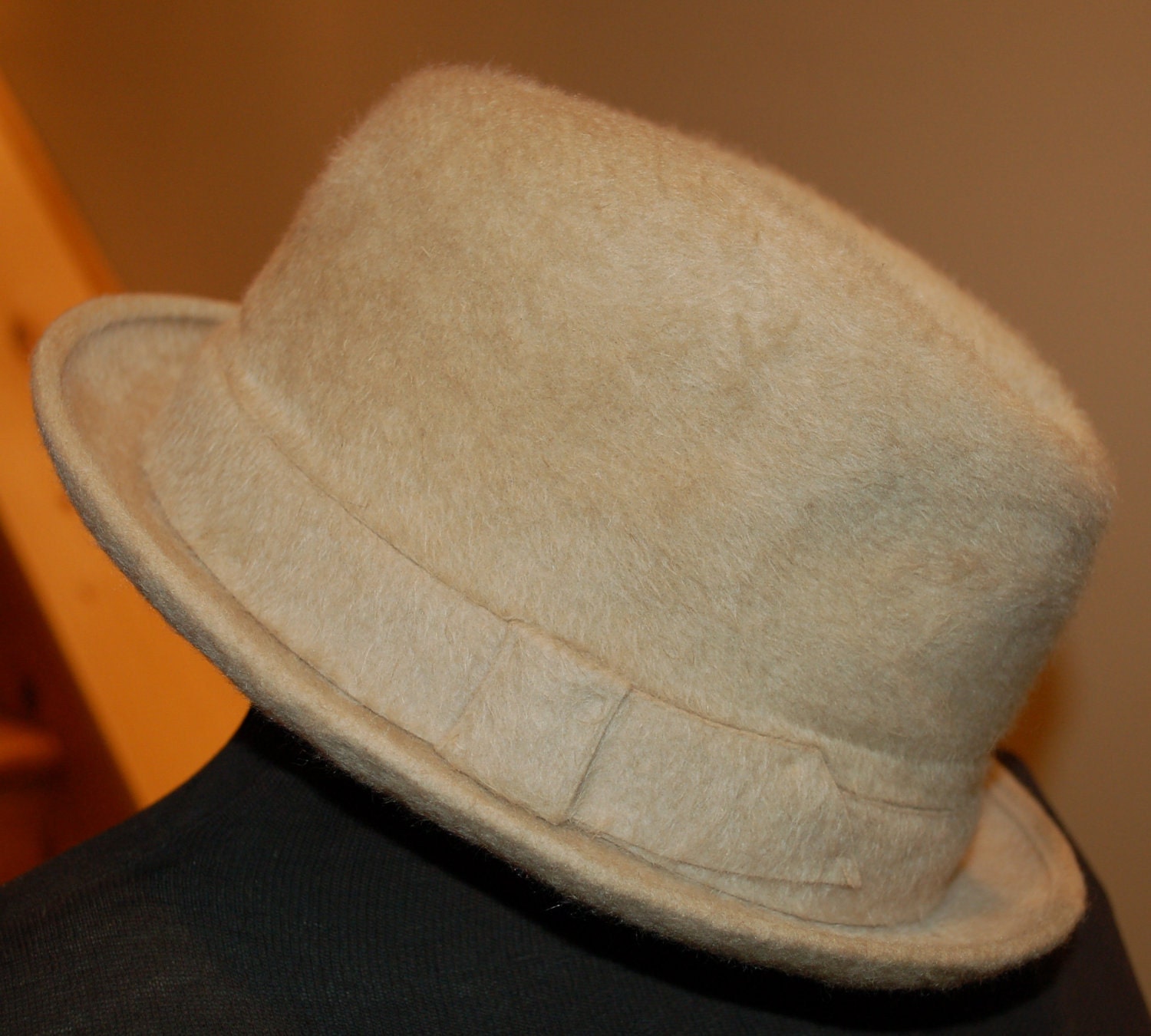 Vintage Fedora Silky Beaver Finissimo Italy Size 7 Hat Unisex Beige Hipster Style Swag