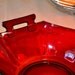 Depression Glass Deep Ruby Red Glass Candy Dish Serving Bowl Vintage Glassware Unique Shape Decorative Dish