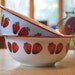 1940s Vintage Enamelware Set of 2 Bowls Strawberry Enamel Serving Bowl Retro Kitchen
