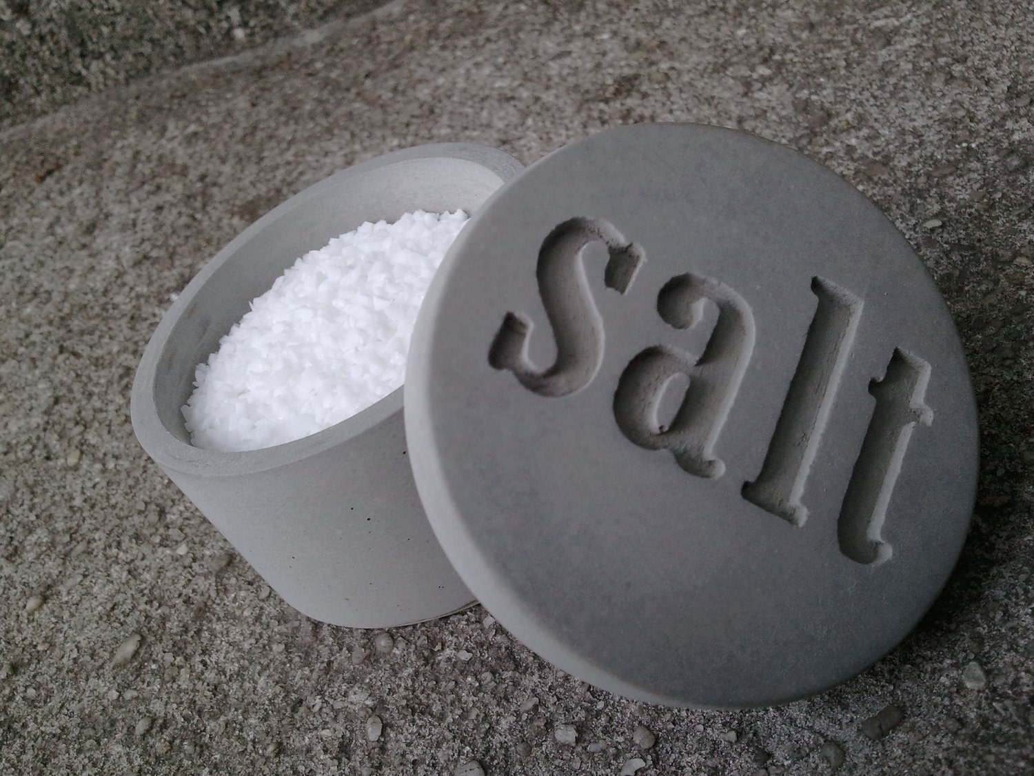 concrete "salt" spice jar with lid