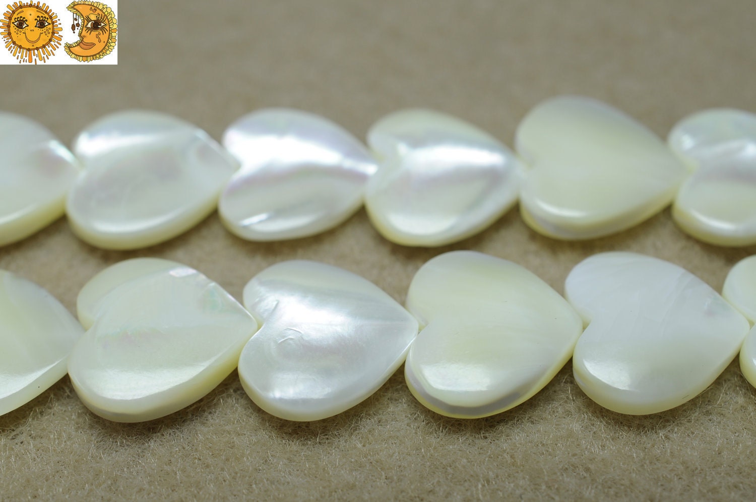 15.5 inches strand of MOP smooth heart shape shell bead 15mm