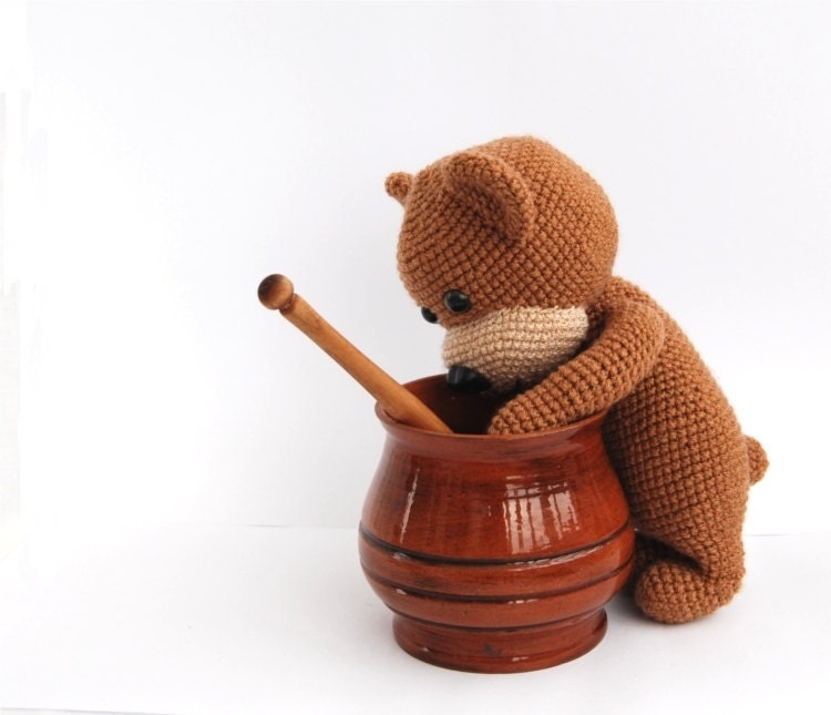 stuffed bear, amigurumi brown teddy bear, crocheted animal toy, brown and beige plushie for children, toys for babies,cuddly, softie