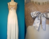 SALE// Lace and Silk Blush Slip with Bow Nightgown 1940