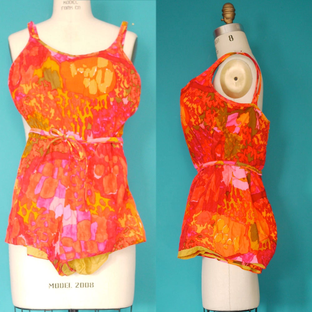SALE// Vibrant Pink Swimsuit from De Weese Swimwear 1960