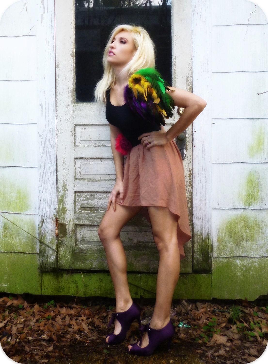 RESERVED FOR COURTNEY Mardi Gras Colored Feather Epaulette Set
