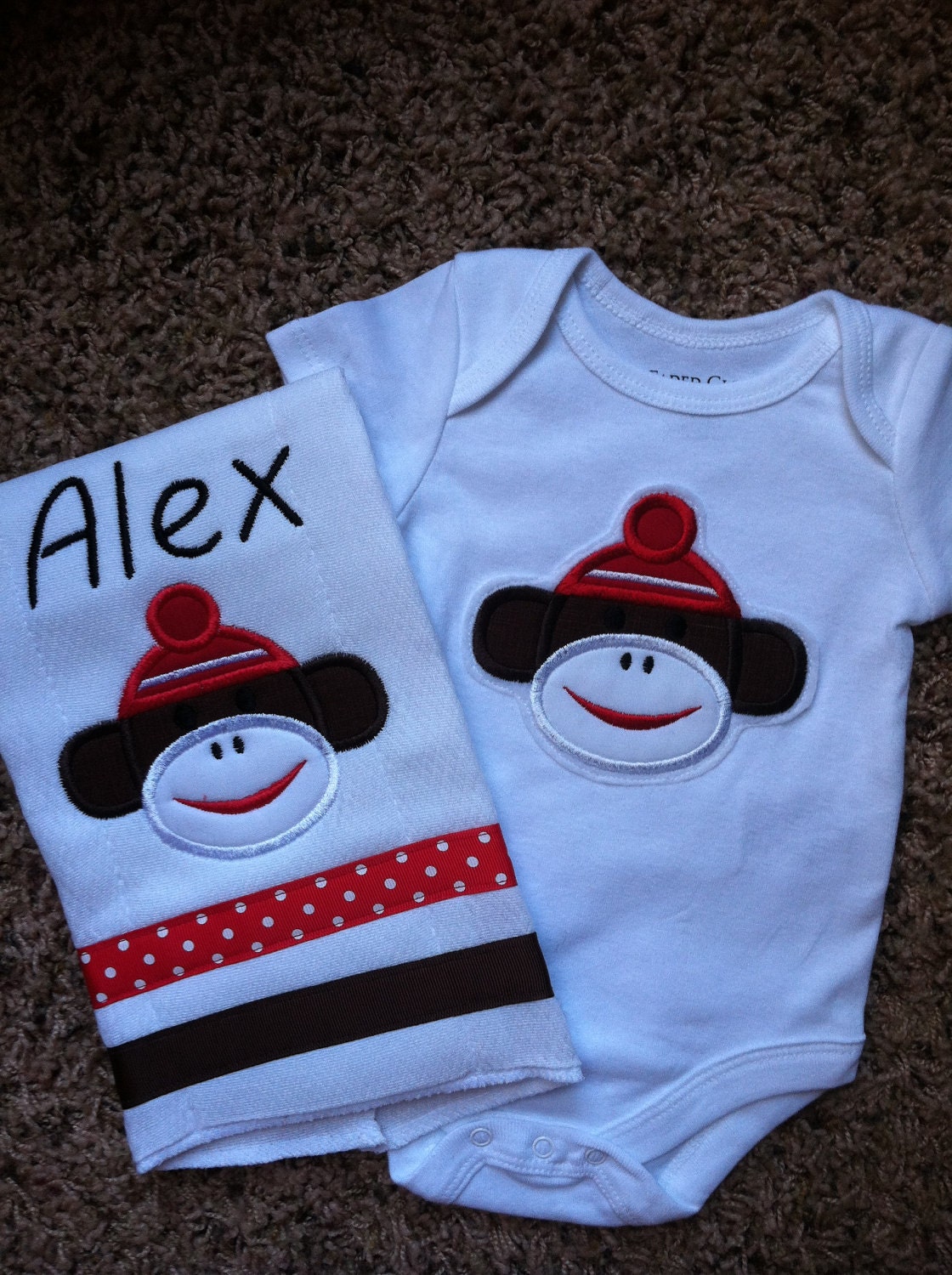 Sock Monkey Baby Gift Set