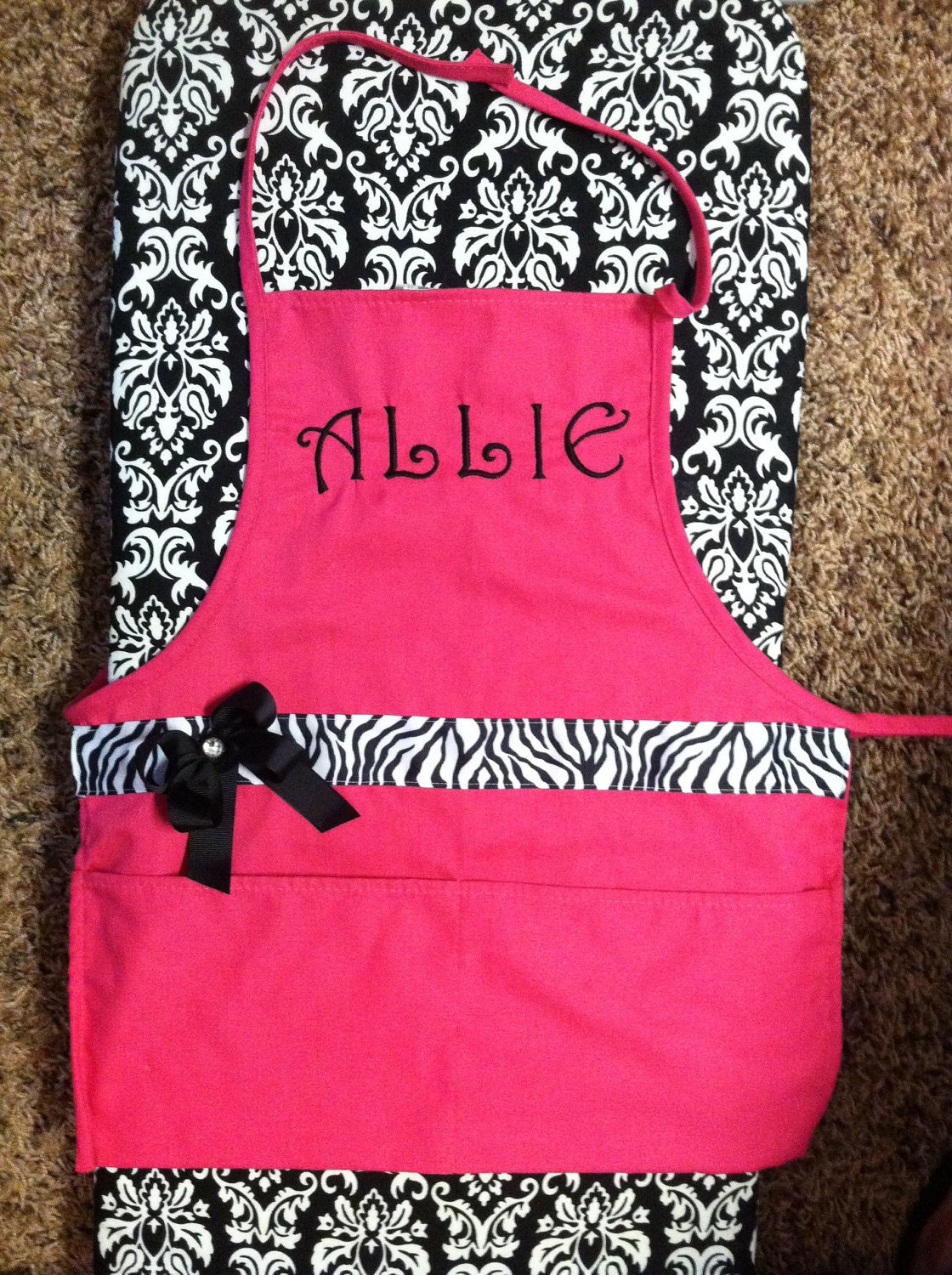 Monogrammed Kids Zebra Apron