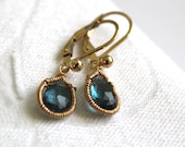 BlueTopaz Drop Earring's: Gold Tear Drop Earrings, 14K Gold Fill Lever Back Earrings, Something Blue