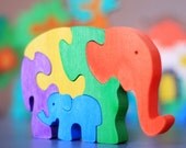 Elephant Puzzle. wooden toys, wooden animal puzzle, eco-friendly handmade toys for babies, children, kids, boys and girls - ArtGiftStore