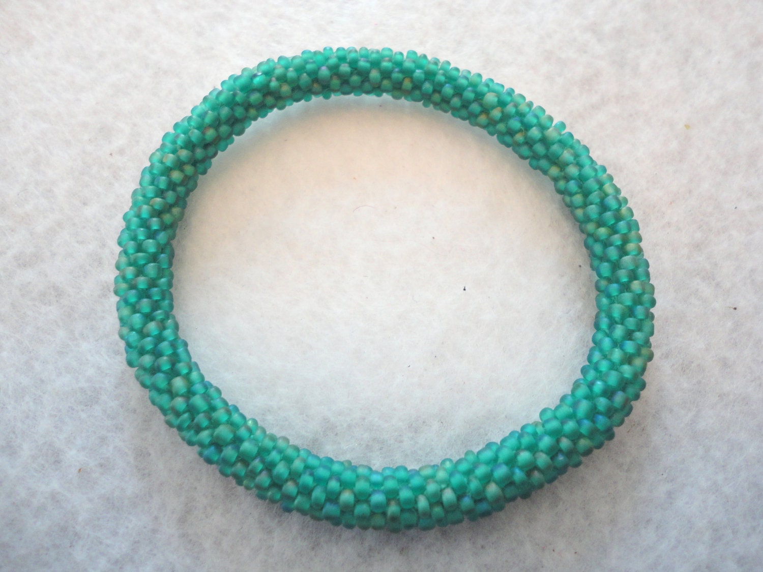 Matt green crochet roll on bracelet