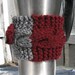 Cabled Coffee Cozy Gray Crimson with Button - Made to Order