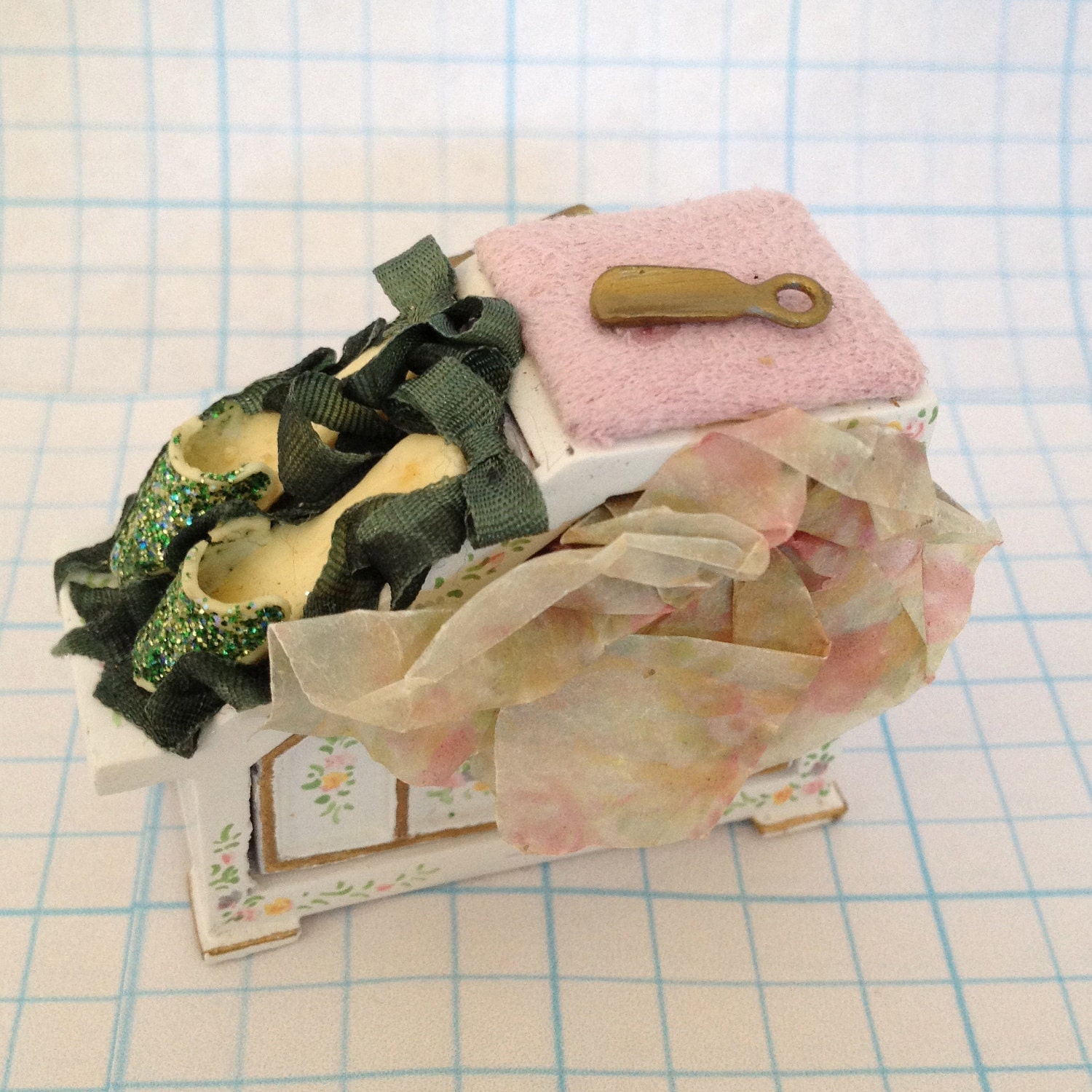 Shoe Box Display by Bespaq In Pink Ultra Suede and Filled - by Pat Tyler Miniatures