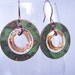 Copper & Swarovski Elements Crystal Dangle Hoop Earrings Green/Verde Patina Striped Convertible 2 in 1