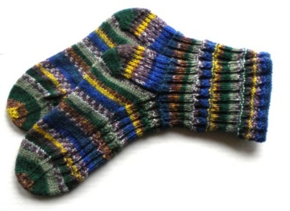 Knitted Socks, Multicolor Forest Stripe
