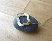 Brushed Gold Clover Necklace - Lucky charm, Simple petite delicate everyday wear