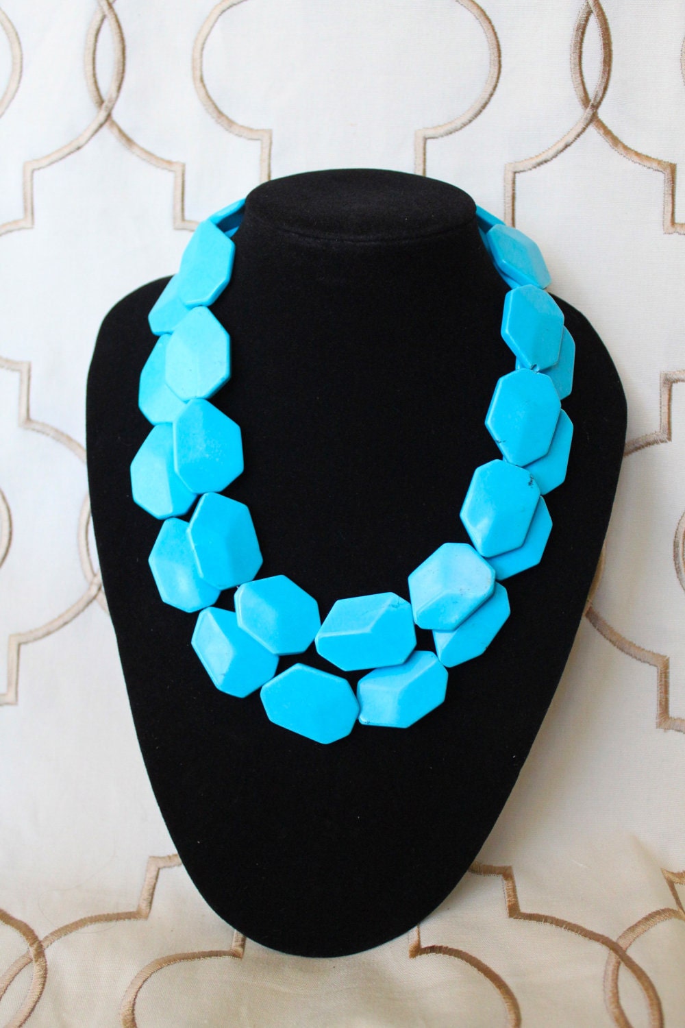 Tory Necklace - Bright, modern preppy irregular shaped turquoise colored flat stone beads.