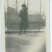 Winter photograph of lady wearing a fur coat, 1921 vintage photograph