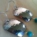 Pounded Sterling Silver Earrings with a Drop of Turquoise