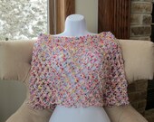 CROCHET CAPE. Lovely, Multicolored Capelet for dressy or casual attire. Confetti yarn Capelet.
