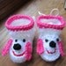 PUPPY DOG BABY Booties.  Pink and white puppy dog baby shoes. Cute Baby Gift.