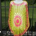 Swim Suit Cover Up. TUNIC / PONCHO in Chartreuse and Pink. Clearance Sale.