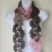 SCARF in brown, beige, pinks. Lovely Womens Scarf, Queen Anne Lace Style. Crochet all season scarf. Made to order.