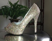 Pink and Green Crystallized High Heels