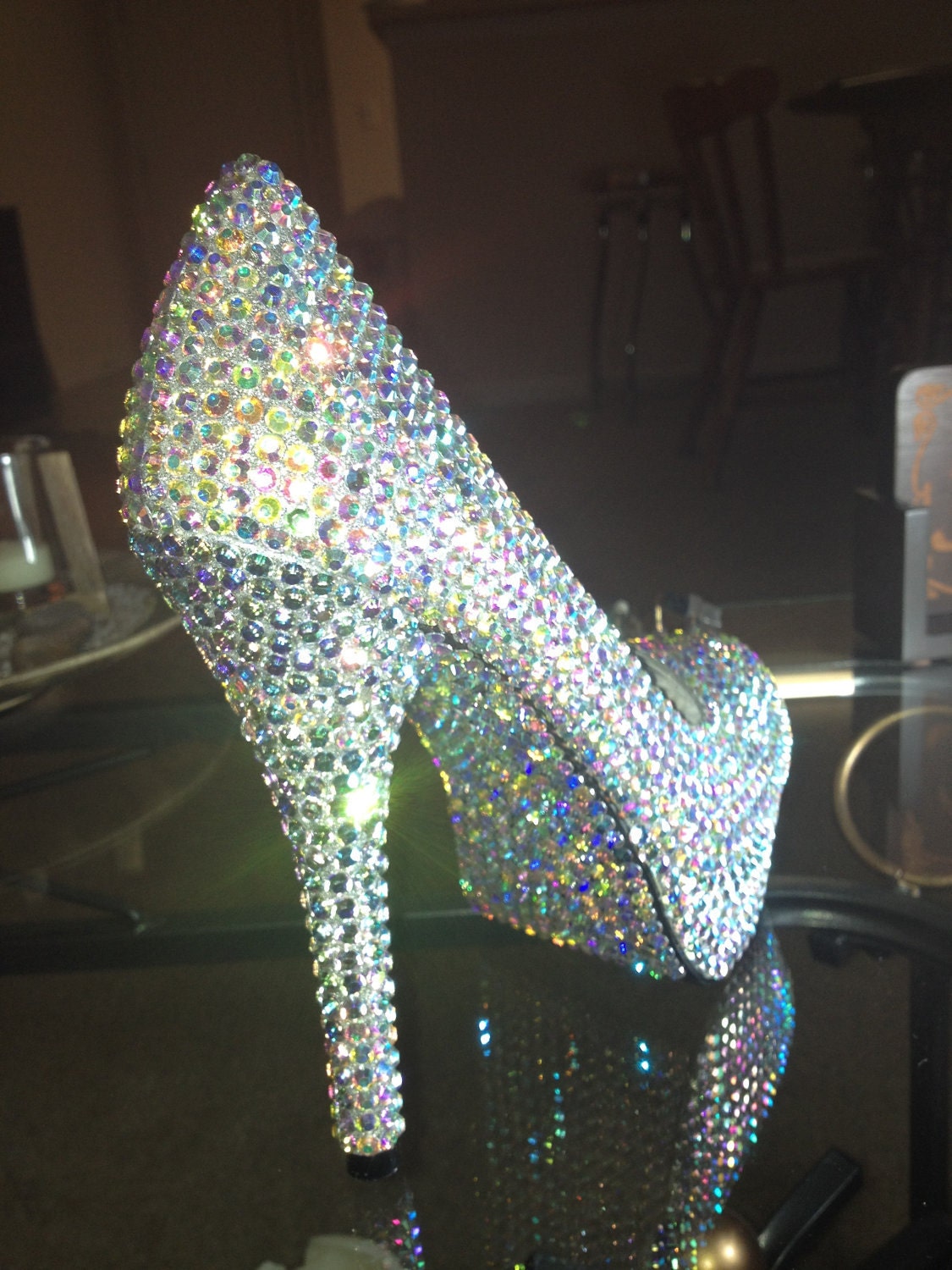 Crystallized Crystal Clear Aurora Borealis High Heels