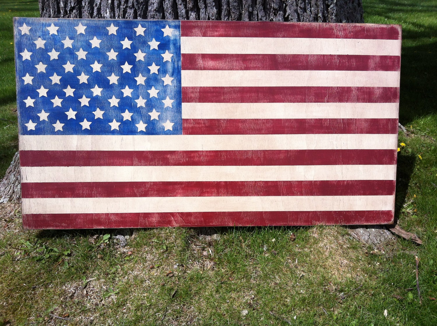 24 x 44 HAND PAINTED outdoor American Flag Help support the Wounded Warrior Project