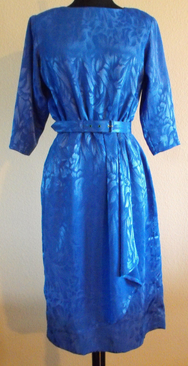 Vintage Royal Blue Dress Medium Size 8