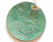 Ceramic Dish Bird Mint Plate Jewelry Dish Hummingbird Ring Holder Home Decoration Pottery - Ceraminic