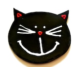 Black Cat Halloween Ceramic Plate Smily Face Pottery Dish Eco Friendly Spoon Rest Kitchen Decoration Recycled Paper Box