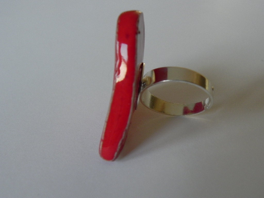 Ceramic Heart Ring, Red