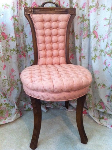 RESERVED for lisalamb7 vintage MID CENTURY Pink Vanity Parlor Boudoir Chair