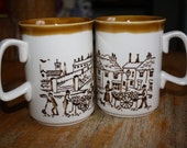 Pair of English Ironstone Tableware Coffee/Tea Mugs