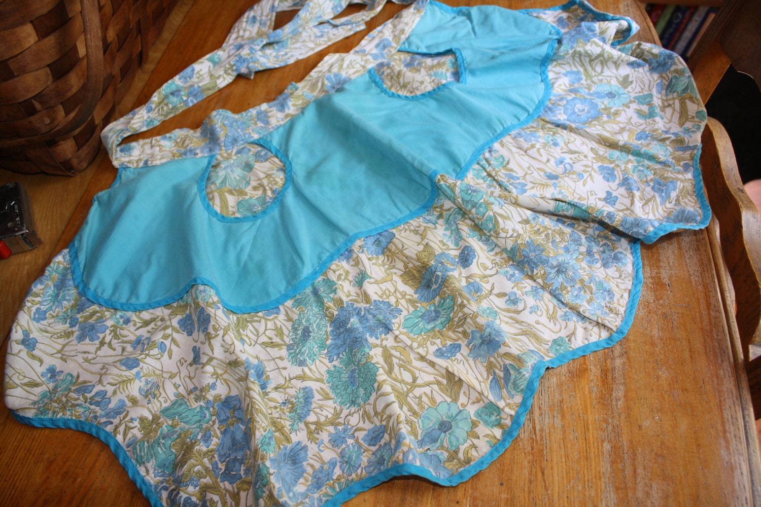 Vintage Kitchen Apron Teal