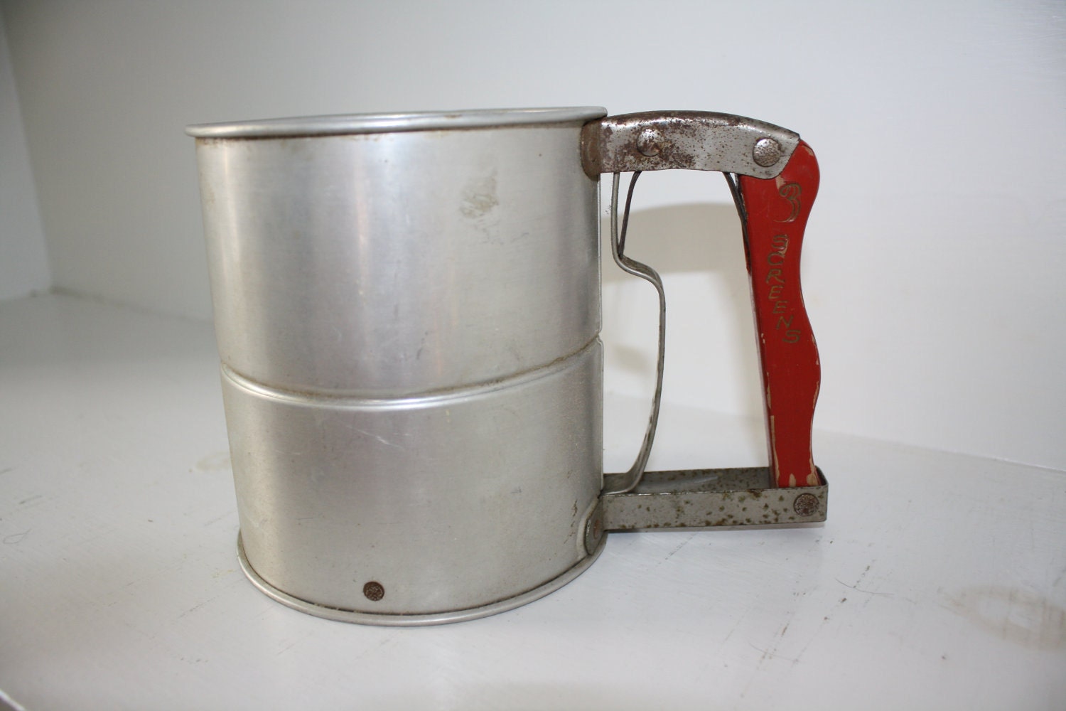 Vintage Flour Sifter Red Handle