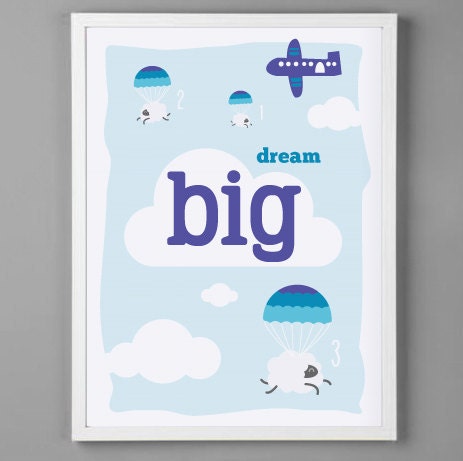 Children's Bedroom or Nursery Art Print "Dream Big"