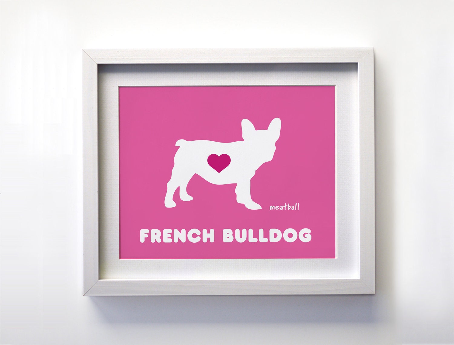 Graphic Small Dog Silhouette Personalized Art Print 8x10