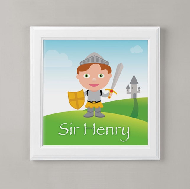 Personalized Knight Wall Art or Children's Bedroom Decor