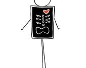 100% PC Recycled X-Ray of LOVE  Card & Envelope I Love You Halloween Unique Card
