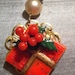 Christmas Retro Red Celluloid Gift Present  Earrings