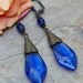 Czech Filigree Bohemian Boho Sapphire Cobalt Electric Blue Earrings