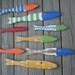 School of 8 Hand Painted Picket FISH Art Reclaimed Wood Beach Cottage Cabin Decor