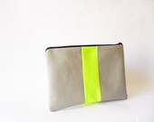 clutch purse, Leather pouch, Vegan leather Neon