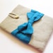 MacBook Air cover 11 / 13 inches , MacBook Air case / sleeve Natural canvas, Bow Blue teal color