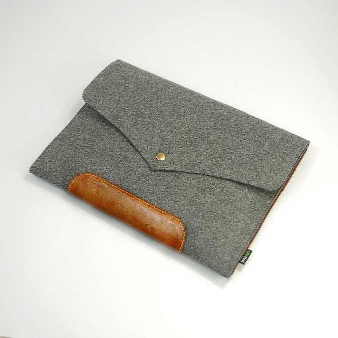 11"  Macbook Pro sleeve 11" Macbook Air Sleeve Leather 11 macbook Case Handmade Felt Laptop case Macbook Retina-Grey :E1137-MGra02