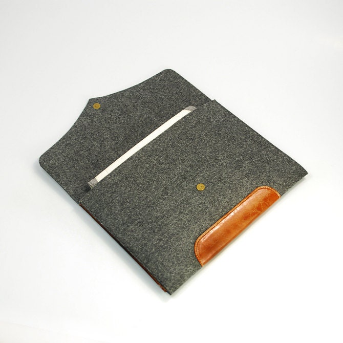 11"  Macbook Pro sleeve 11" Macbook Air Sleeve Leather 11 macbook Case Handmade Felt Laptop case Macbook Retina-Grey :E1137-MGra02